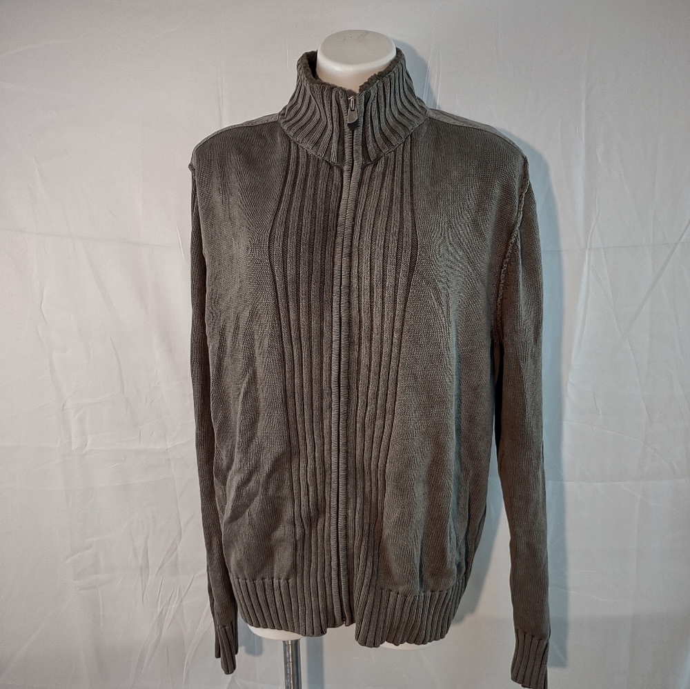 Solaris full zipper men cowl neck sweater size large
